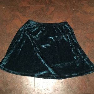 Faux green crush velvet skirt